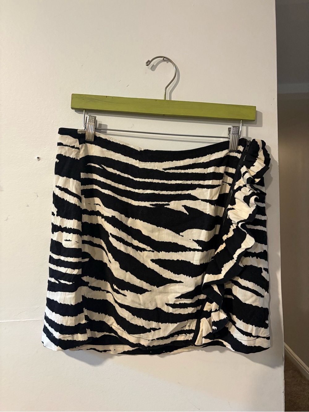 Free People Black & White Zebra Print Ruffle Mini Skirt